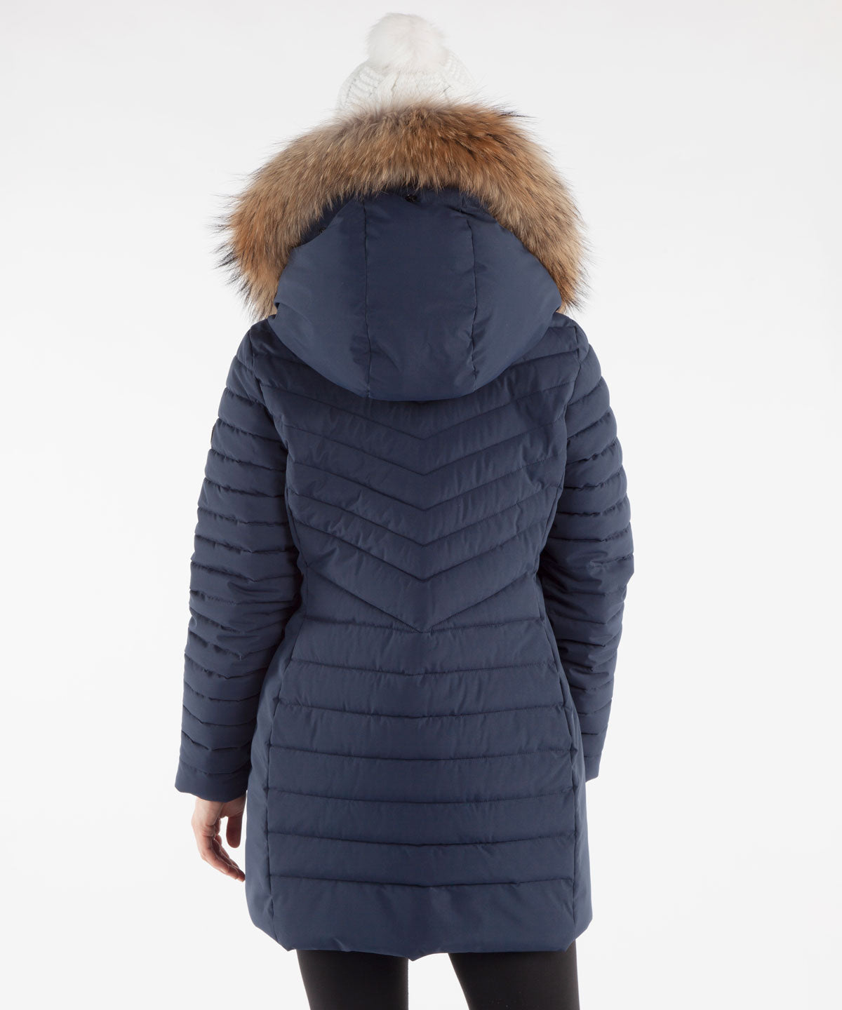 Women&#39;s River Waterproof Quilted 3/4 Coat with Removable Fur Ruff