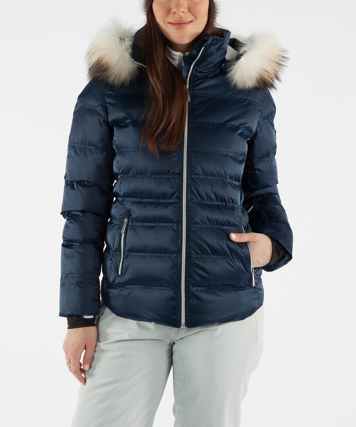 Women&#39;s Fiona Waterproof Quilted Stretch Jacket With Removable Fur Ruff