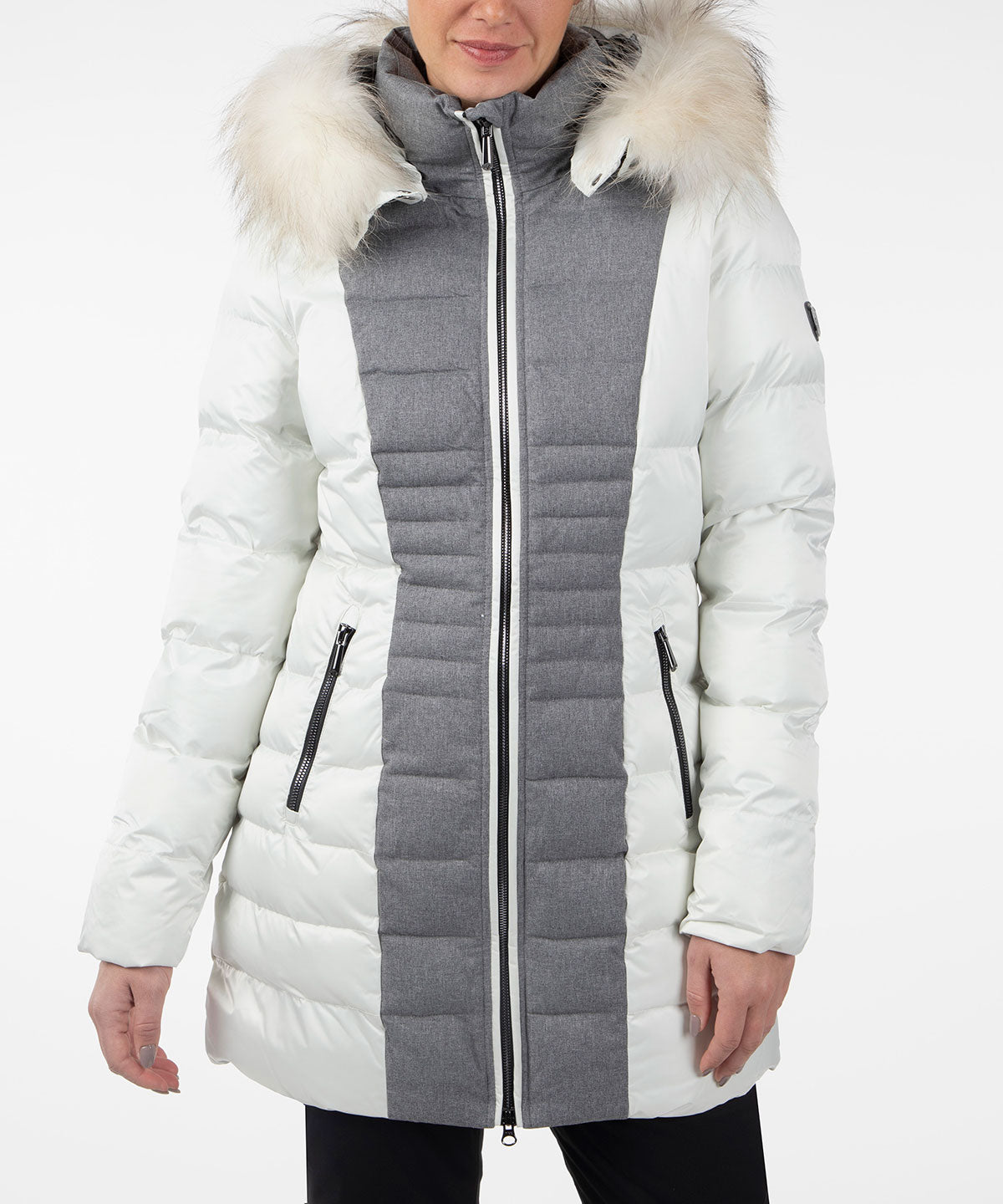 Women&#39;s Eva Waterproof Quilted 3/4 Coat With Removable Fur Ruff