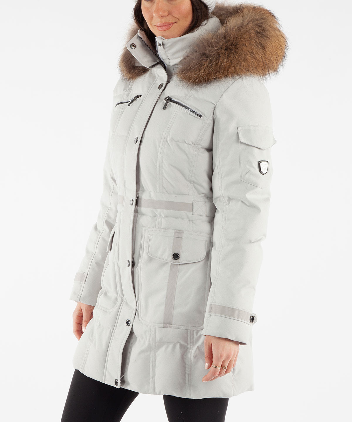 Manteau 3/4 matelassé Tanya pour femmes avec bordure en fourrure amovible