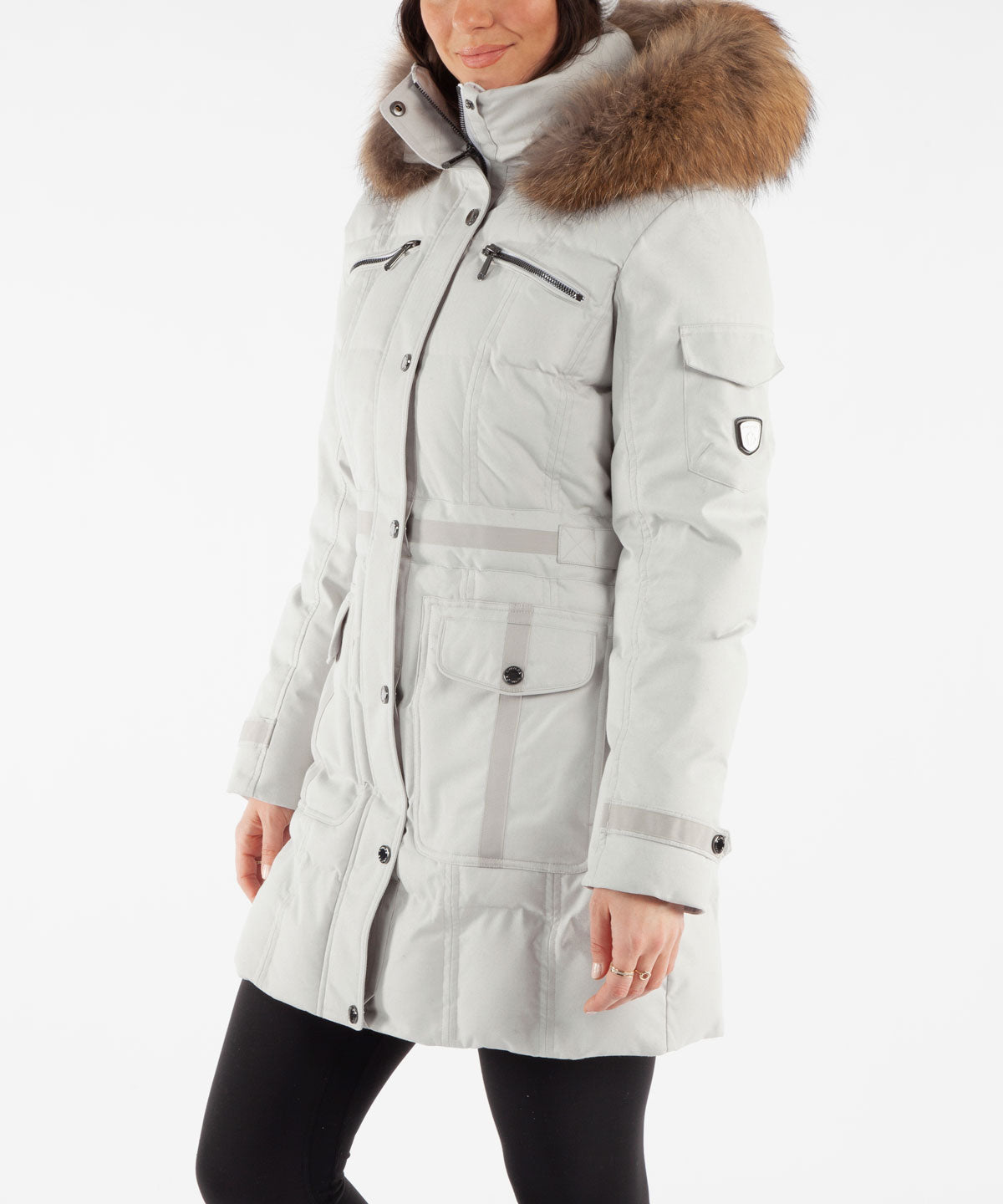 Women&#39;s Tanya Quilted 3/4 Coat With Removable Faux Fur Ruff