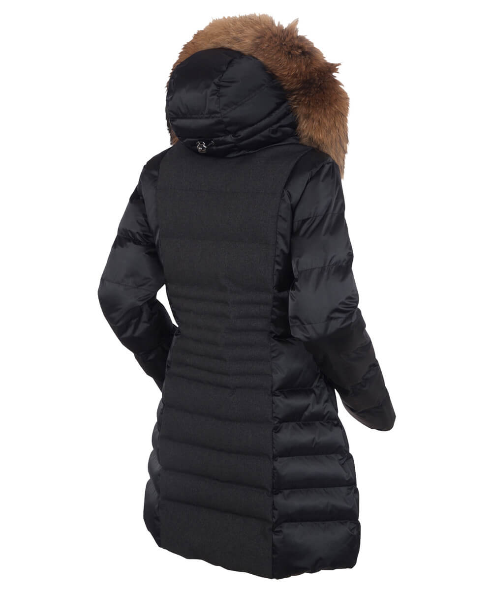 Women&#39;s Eva Waterproof Quilted 3/4 Coat With Removable Fur Ruff