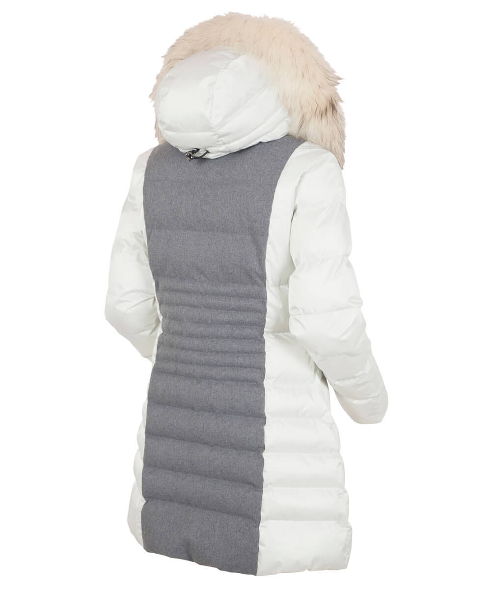 Women&#39;s Eva Waterproof Quilted 3/4 Coat With Removable Fur Ruff