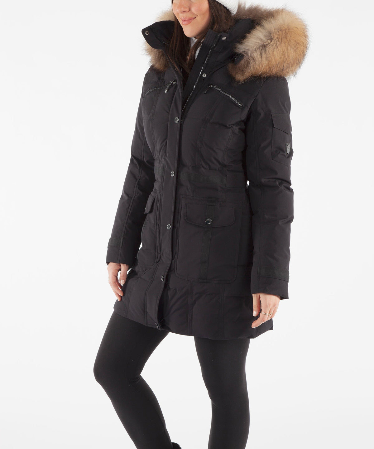 Women&#39;s Tanya Quilted 3/4 Coat With Removable Fur Ruff