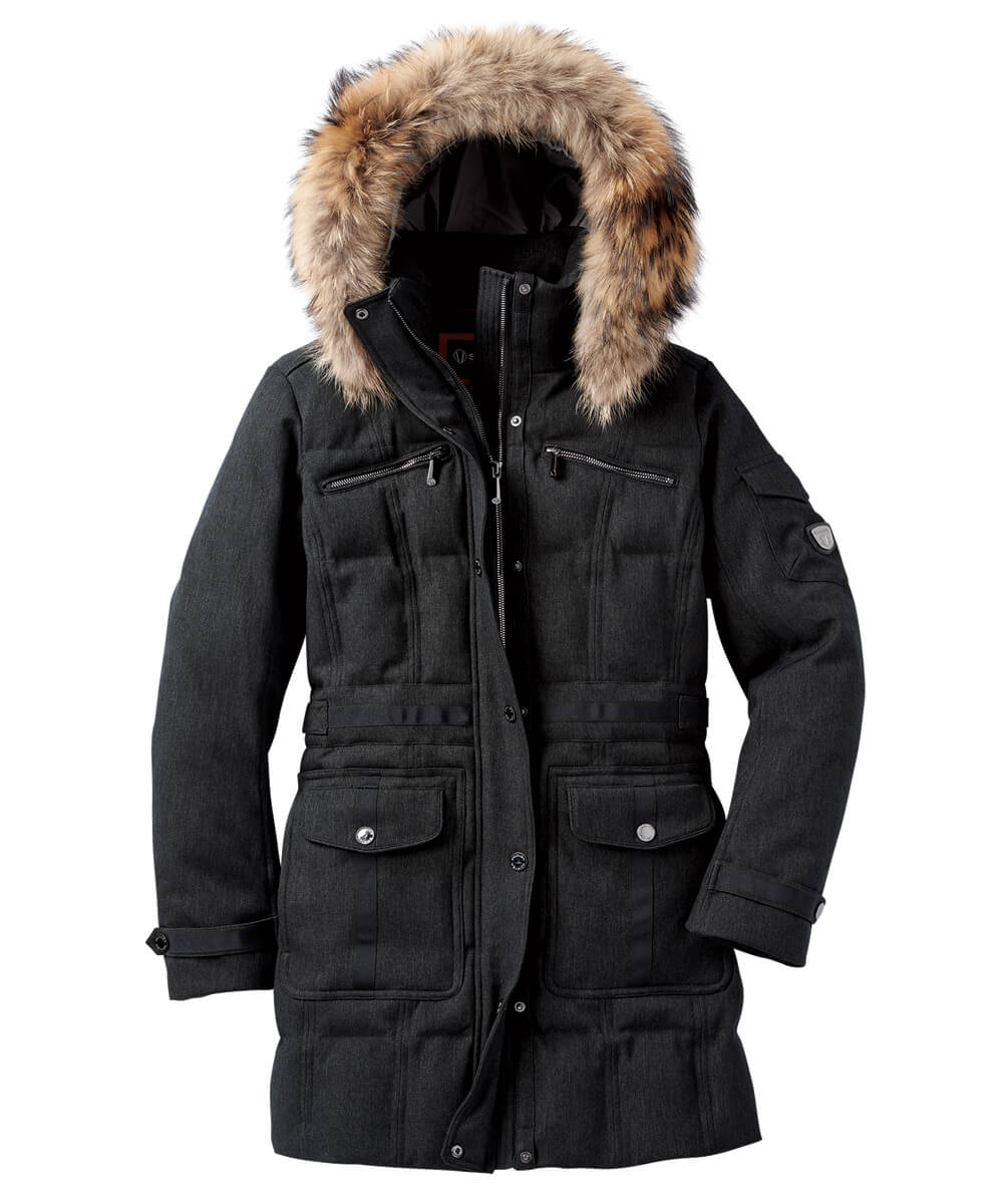 Women&#39;s Tanya Quilted 3/4 Coat With Removable Fur Ruff