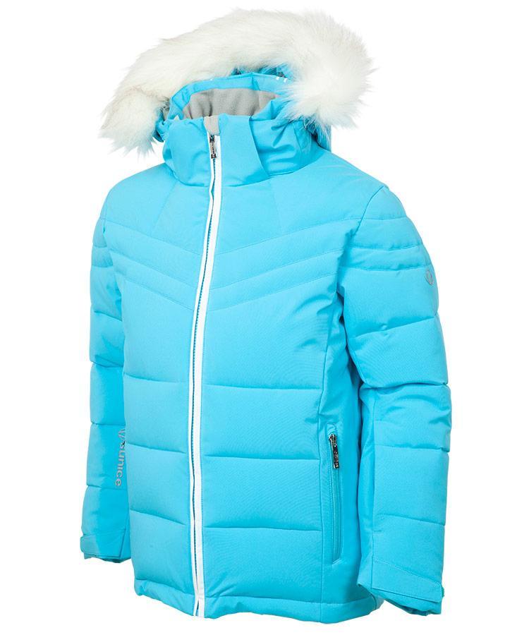 Veste stretch isolée imperméable Sage pour filles avec bordure amovible en fausse fourrure