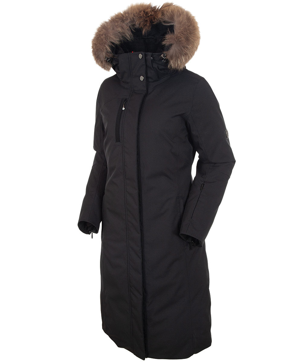 Women&#39;s Hillary Insulated Long Parka Coat with Removable Fur Ruff