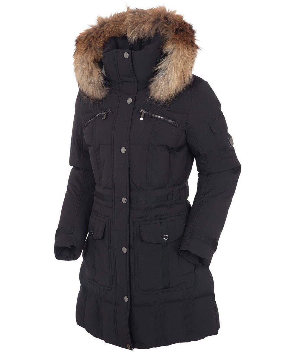 Women&#39;s Tanya Quilted 3/4 Coat With Removable Fur Ruff