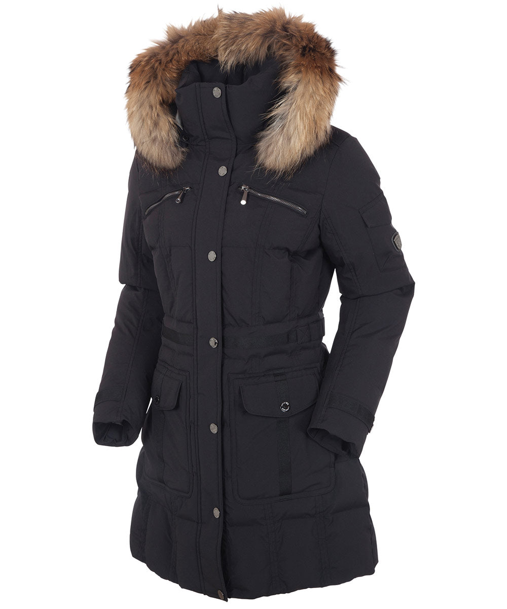 Women&#39;s Tanya Quilted 3/4 Coat With Removable Faux Fur Ruff