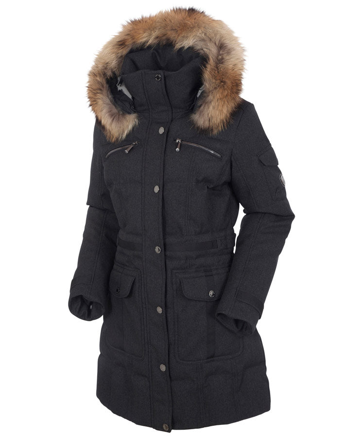 Women&#39;s Tanya Quilted 3/4 Coat With Removable Faux Fur Ruff